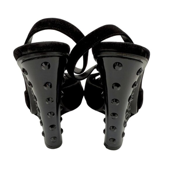Gucci Black Studded Wedge Slingback Heels - size 6.5 - Picture 9 of 10